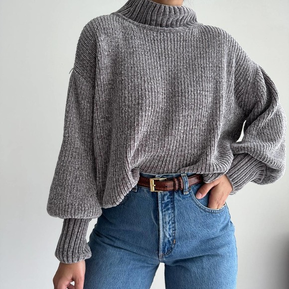 Cynthia Rowley Velour oversized sweater gray - Picture 5 of 7